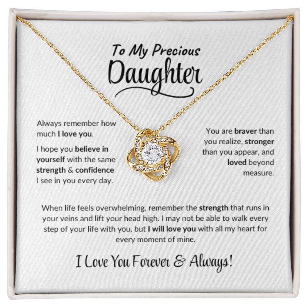 To My Precious Daughter ~ Love Knot Necklace