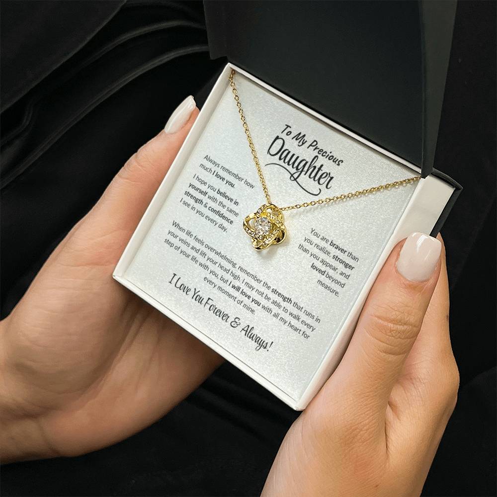 To My Precious Daughter ~ Love Knot Necklace
