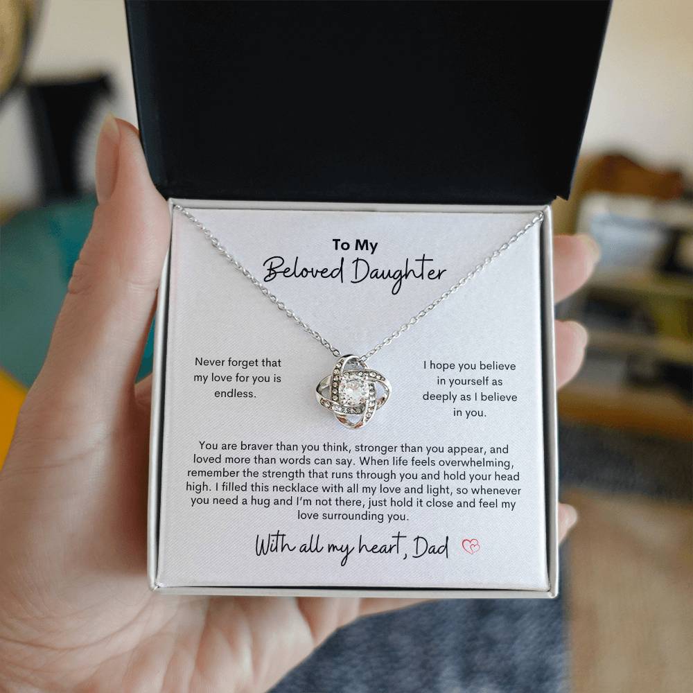 To My Beloved Daughter ~ Love Knot Necklace