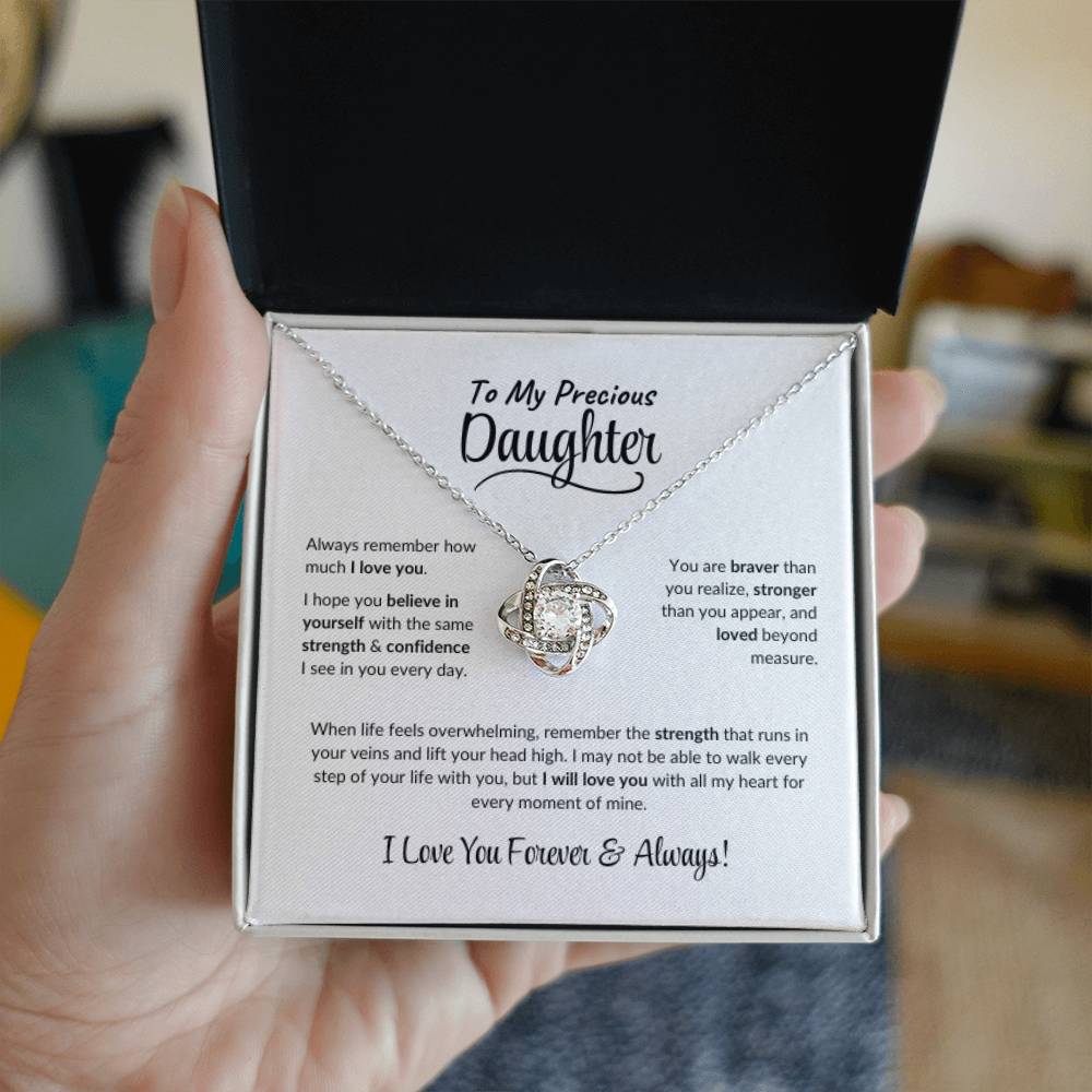 To My Precious Daughter ~ Love Knot Necklace