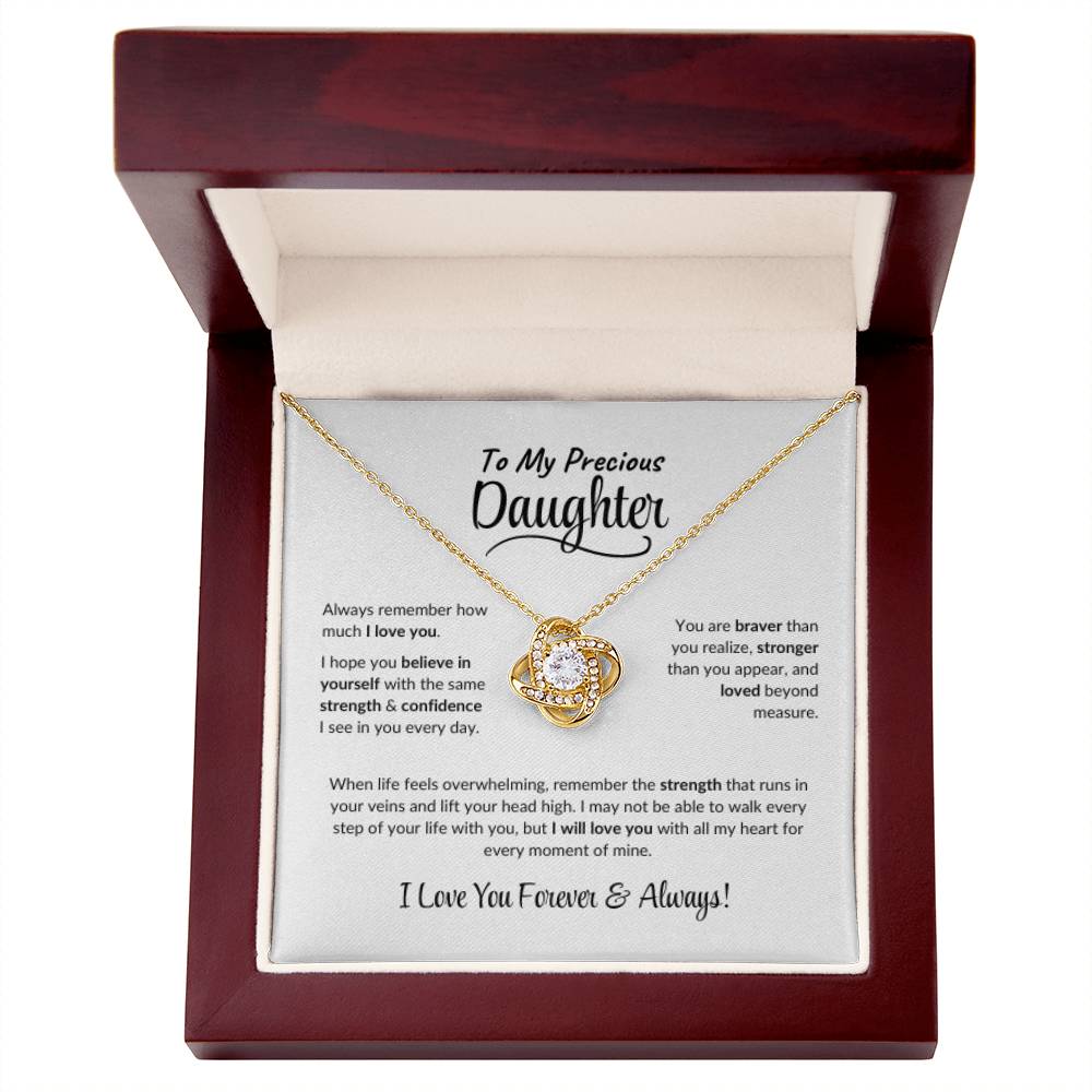 To My Precious Daughter ~ Love Knot Necklace