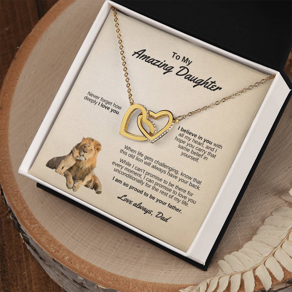 To My Amazing Daughter ~ Interlocking Hearts Necklace