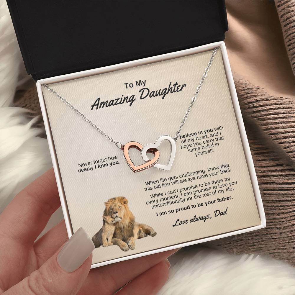 To My Amazing Daughter ~ Interlocking Hearts Necklace