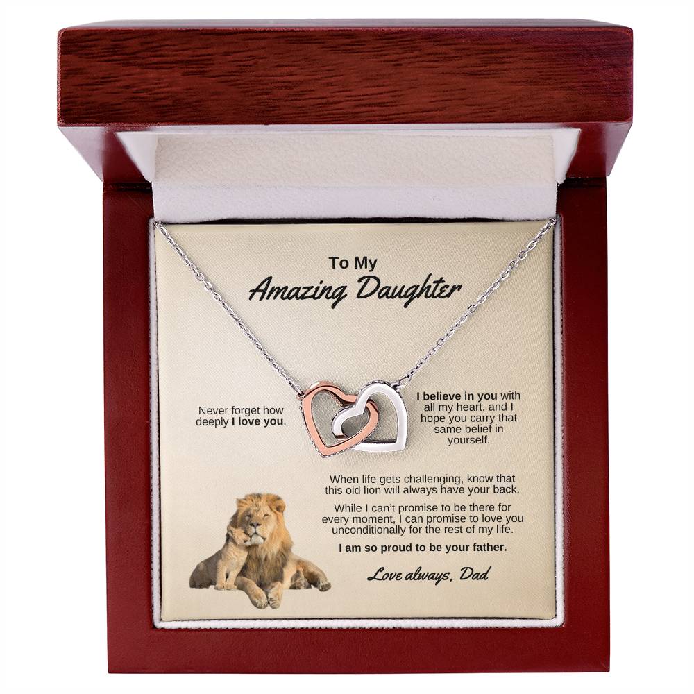 To My Amazing Daughter ~ Interlocking Hearts Necklace