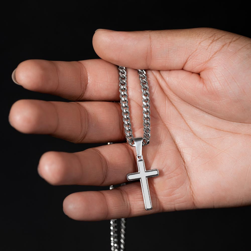 To My Amazing Dad ~ Cuban Chain with Artisan Cross Necklace