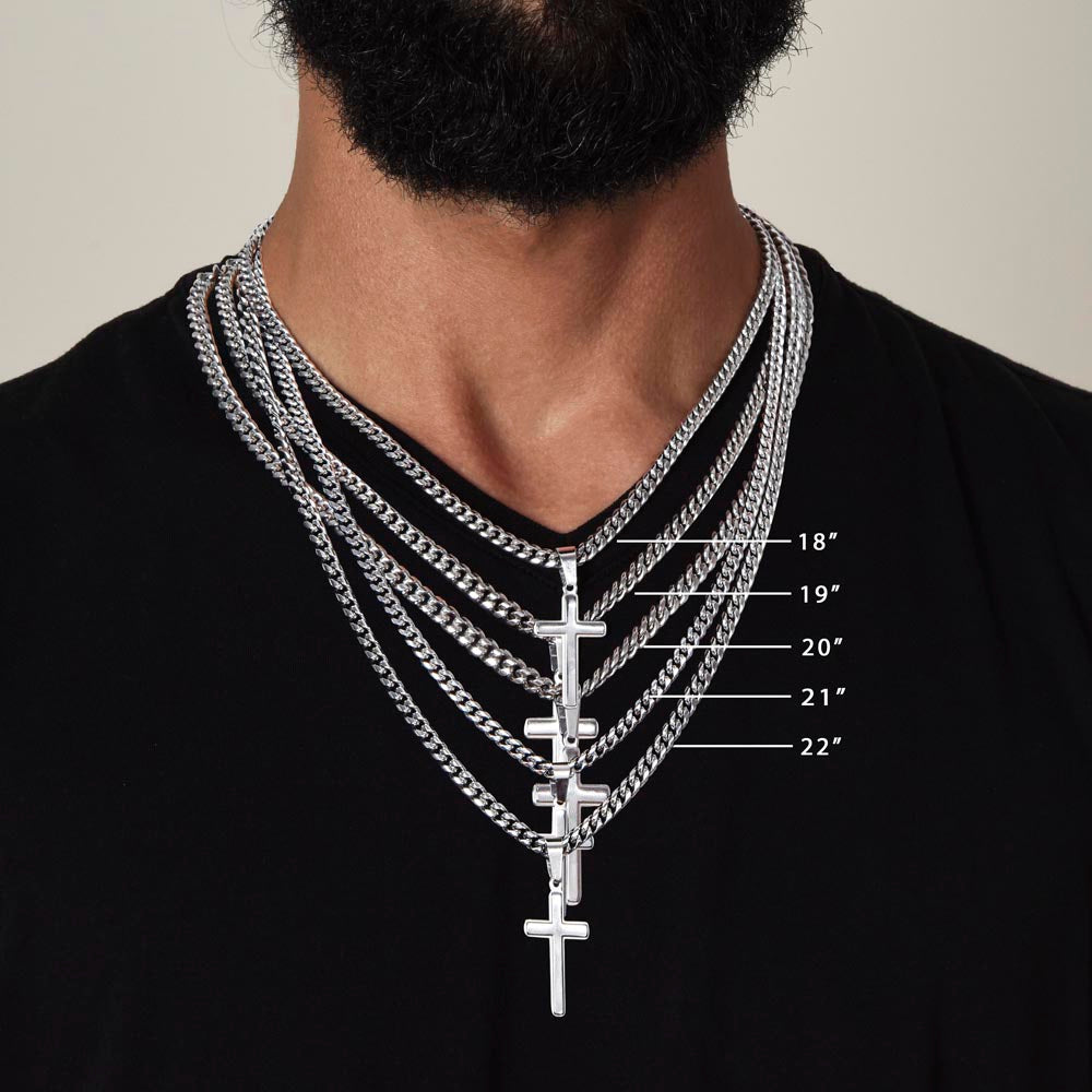 To My Wonderful Dad ~ Cuban Chain with Artisan Cross Necklace