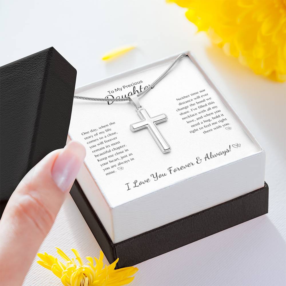 To My Precious Daughter ~ Stainless Steel Cross Necklace