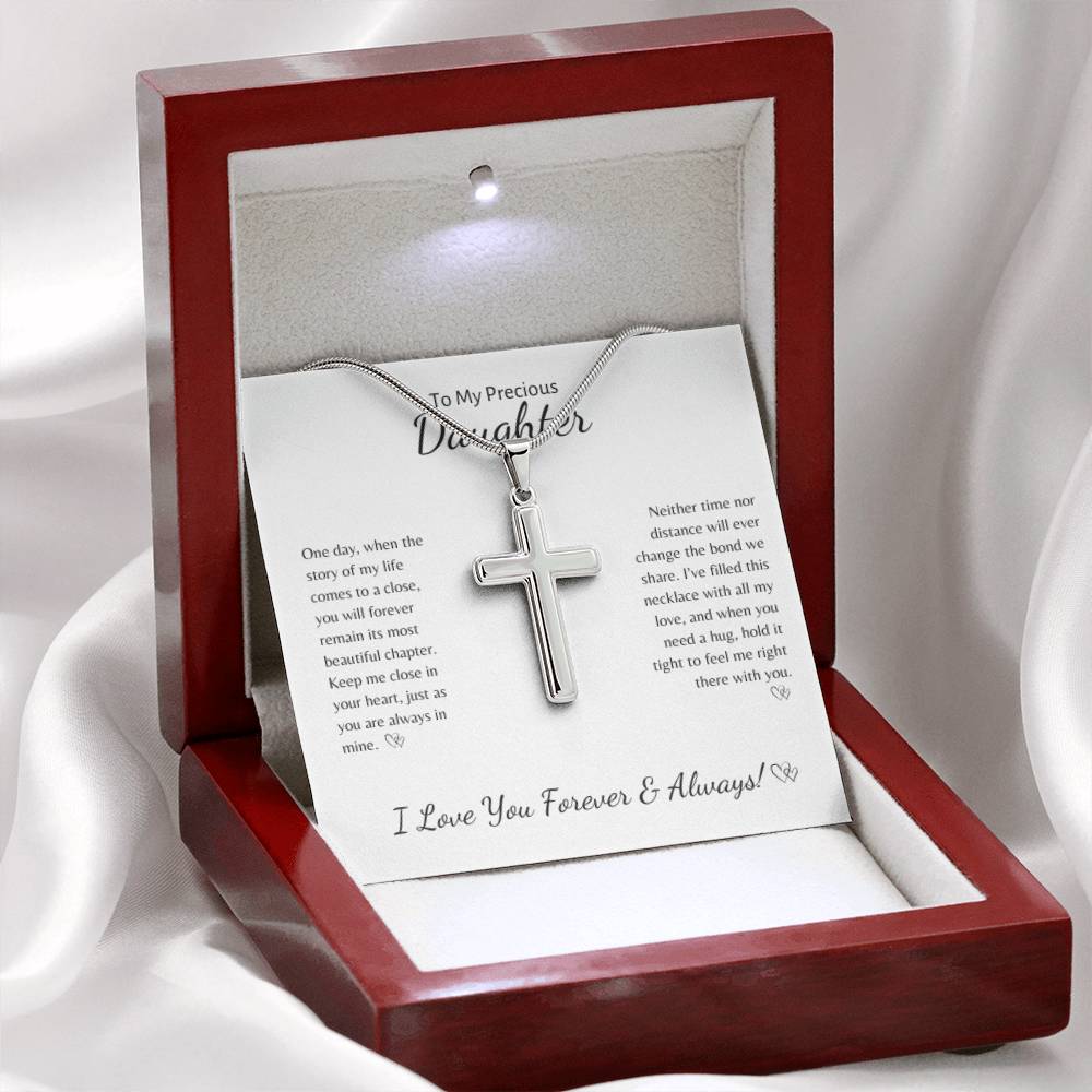 To My Precious Daughter ~ Stainless Steel Cross Necklace