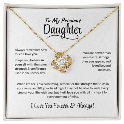 To My Precious Daughter ~ Love Knot Necklace