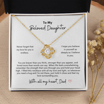 To My Beloved Daughter ~ Love Knot Necklace