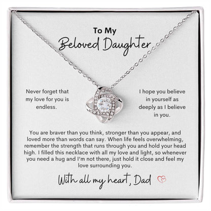 To My Beloved Daughter ~ Love Knot Necklace