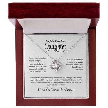 To My Precious Daughter ~ Love Knot Necklace