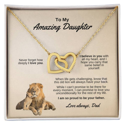 To My Amazing Daughter ~ Interlocking Hearts Necklace