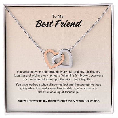 To My Best Friend ~ Interlocking Hearts Necklace