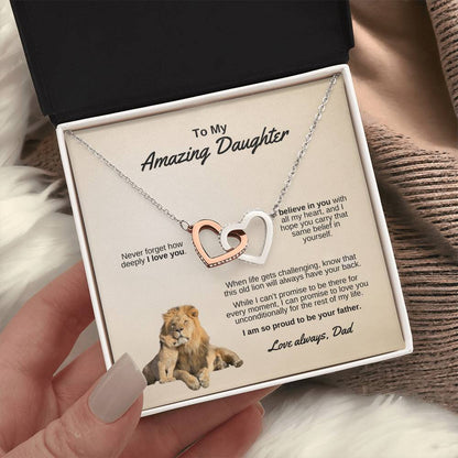To My Amazing Daughter ~ Interlocking Hearts Necklace
