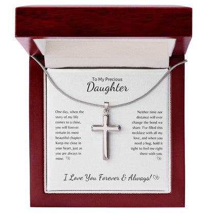 To My Precious Daughter ~ Stainless Steel Cross Necklace
